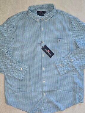 Vineyard Vines Belle Haven Plaid Capri Blue Slim Fit Tucker Shirt XL